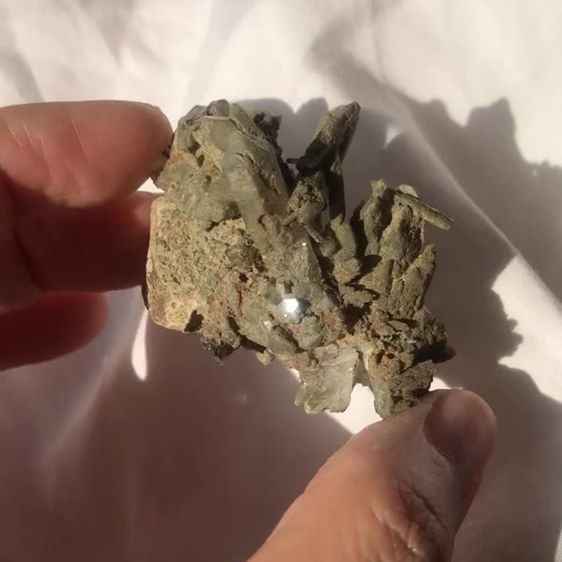 巴基斯坦 喜马拉雅 绿幽灵水晶 白水晶簇 闪亮 天然原石 - 摆饰 - 水晶 绿色