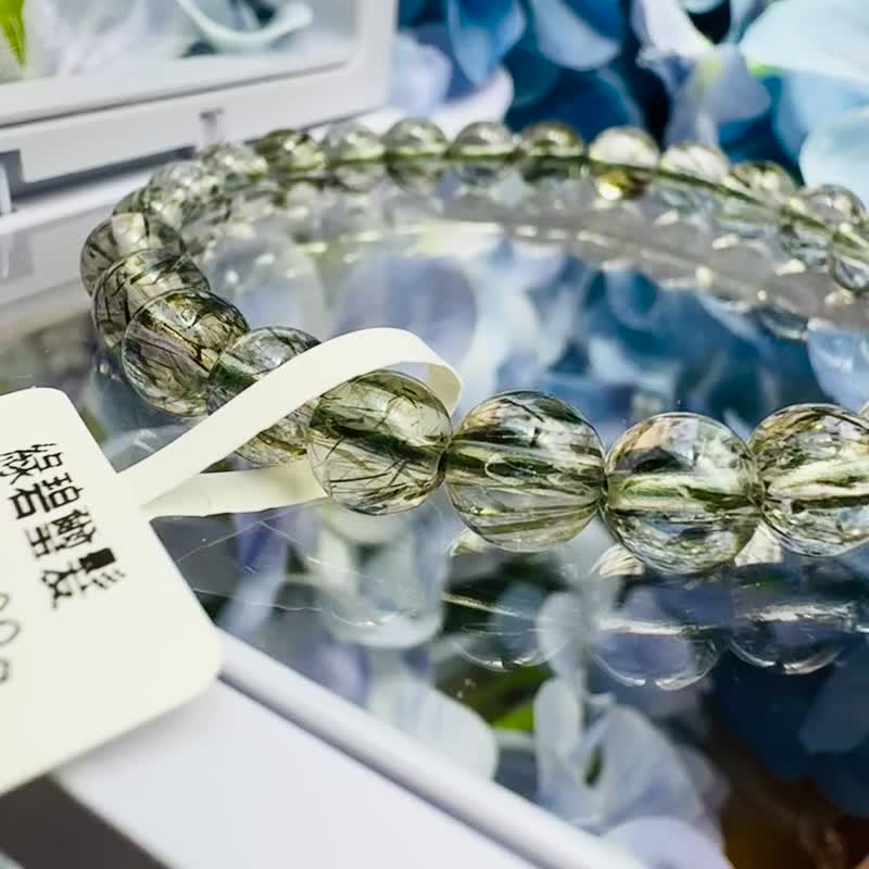 小精品透体绿碧玺发水晶 7mm12.89g 主招财事业强吸贵人缘疗愈石 - 手链/手环 - 水晶 绿色