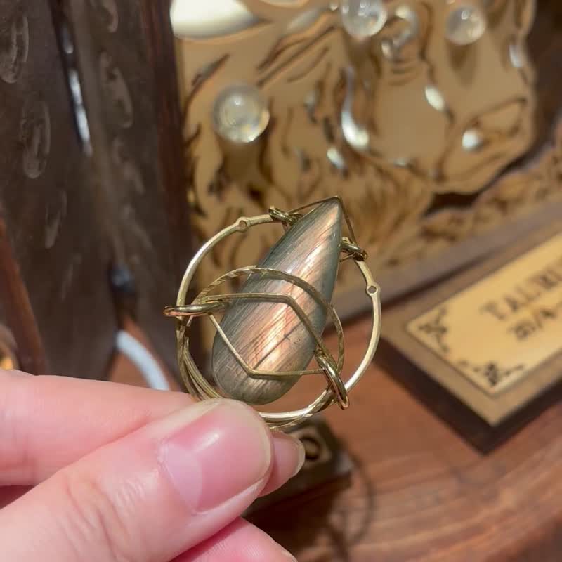 橙光拉长石 项链 招财水晶 古典美 灵性 勇气 情人节 女友礼物 - 项链 - 其他金属 橘色