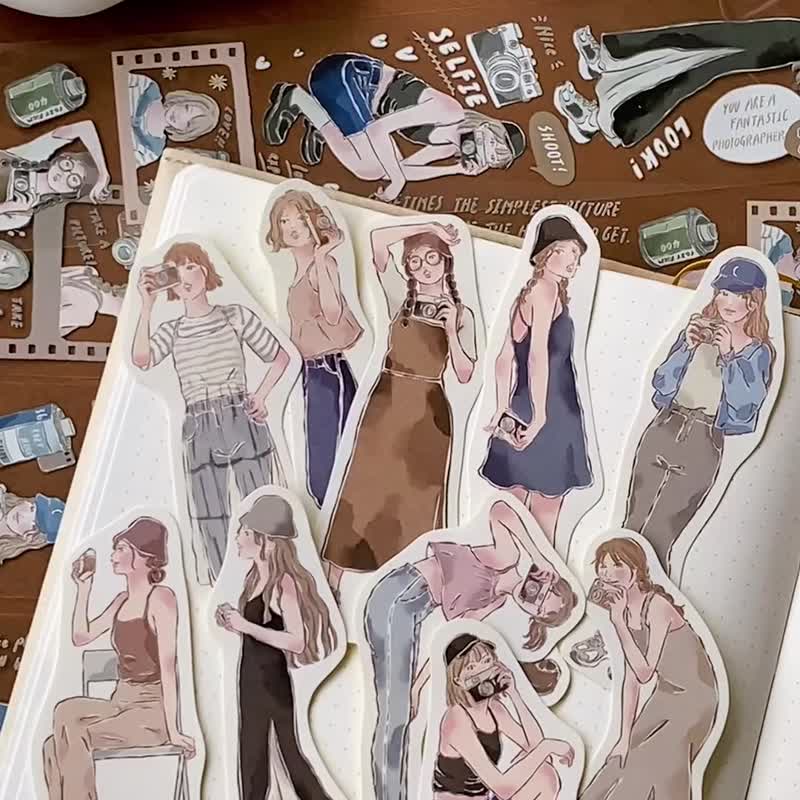 Cozyroom/女子相机胶卷/贴纸包/手帐贴纸 - 贴纸 - 纸 咖啡色
