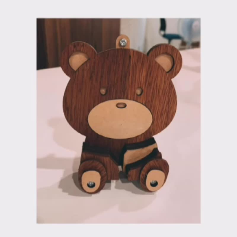 【手作 DIY】钥匙圈 熊熊 情侣吊饰 收纳架 婚礼小物 情人节 定制 - 木工/竹艺/纸艺 - 木头 橘色