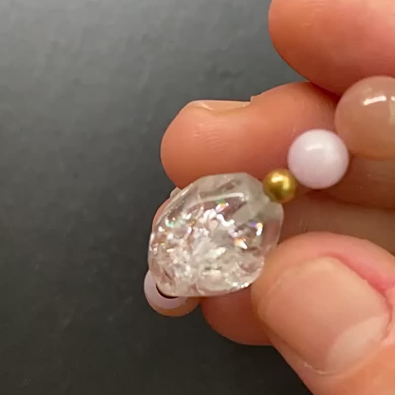 粉月光x紫锂辉石x奶油蓝光月x彩红白水晶 黄铜手链 - 手链/手环 - 水晶 多色