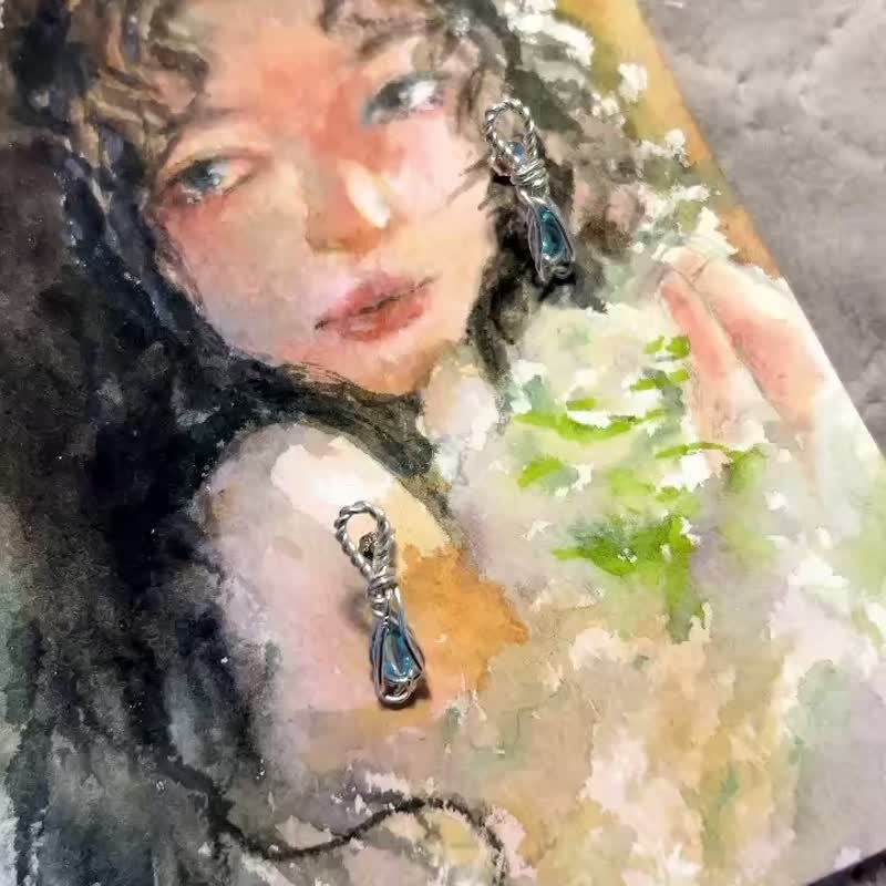 在破晓之前_手工 纯银 包镶 天然石 轻珠宝 帕托石 贴耳 耳环 - 耳环/耳夹 - 纯银 银色