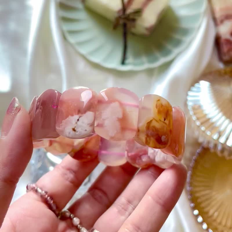【樱花玛瑙精品手排】超美樱花 水晶手排 - 手链/手环 - 水晶 粉红色