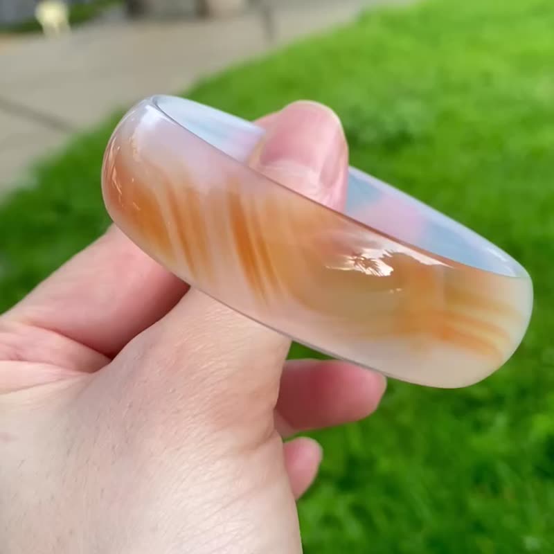 马达加斯加半壁玉髓玛瑙手镯58口 - 手链/手环 - 水晶 多色