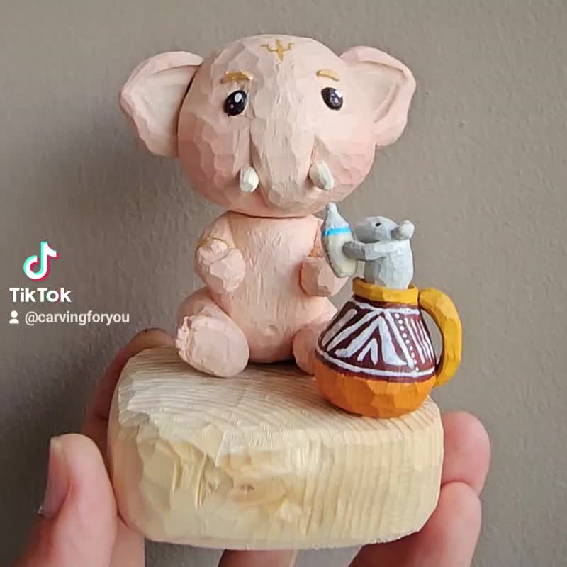 BaBy Ganesha (wooden sculpture) - 玩偶/公仔 - 木头 