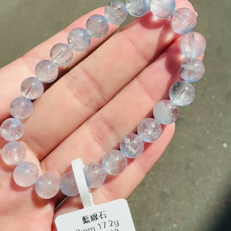 小精品天然蓝线石水晶8mm17.2g防甲状腺亢进加强表达能力 - 手链/手环 - 水晶 蓝色