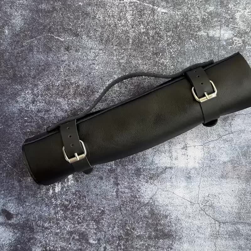 可刻字刀具收纳卷 真皮折刀包 男士礼物 10把装 - 收纳用品 - 真皮 黑色