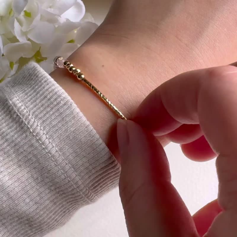 【粉樱月影】粉晶 白月光石 拉长石 | 水晶手链 - 手链/手环 - 宝石 粉红色