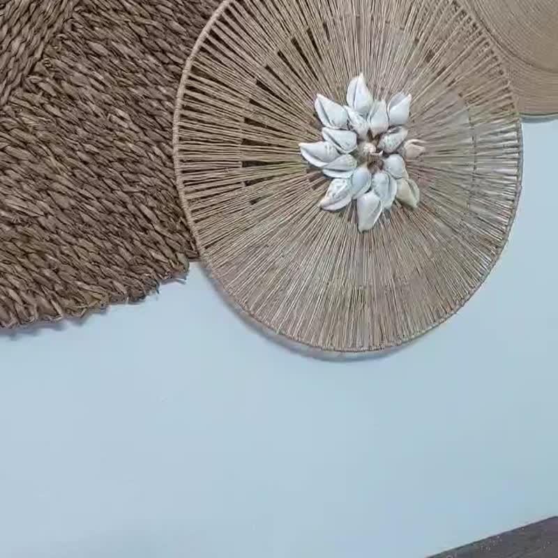 越南手工编织墙面艺术组合 -适合客厅・咖啡馆・工作室 - 墙贴/壁贴 - 其他材质 咖啡色