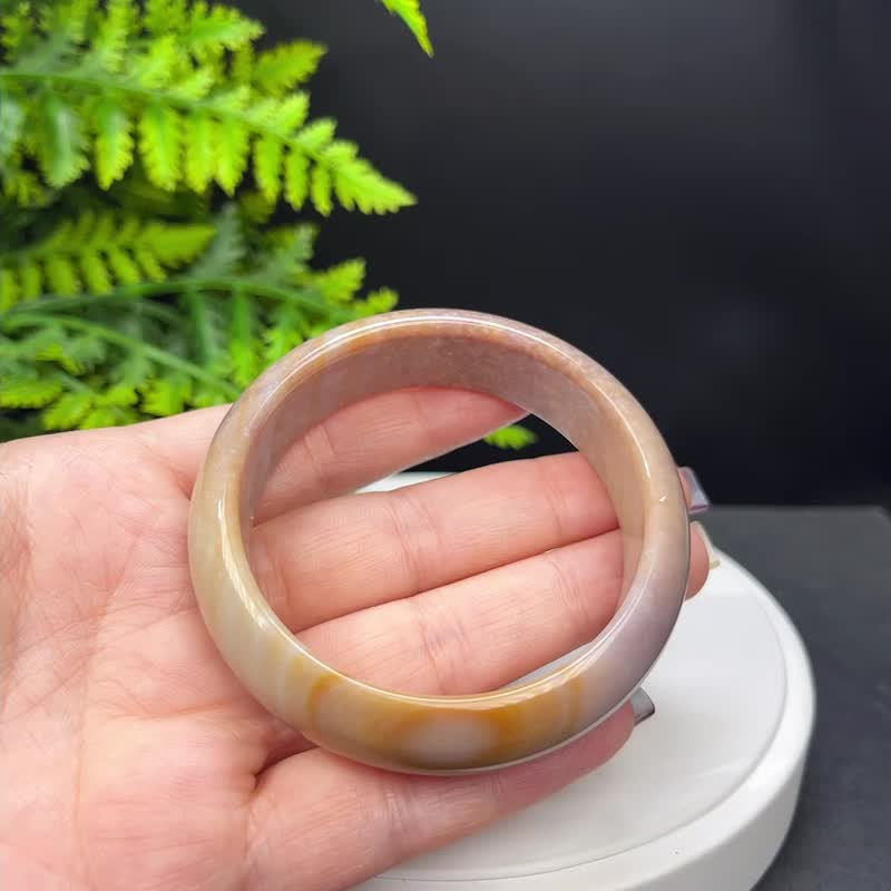 精品 香芋紫海洋碧玉手镯 56MM 老料天眼千层 玉髓手环 冰润甜美 - 手链/手环 - 半宝石 