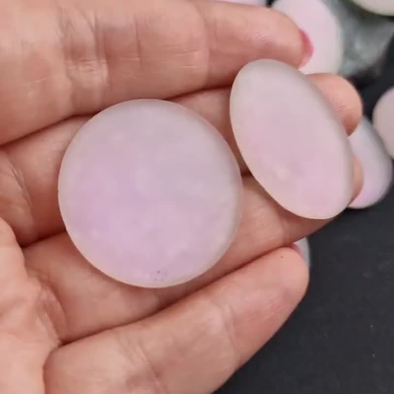 2 件玻璃手工 Lunasoft 凸圆形透明玻璃缎面凸圆形粉红色月亮 - 零件/散装材料/工具 - 玻璃 银色