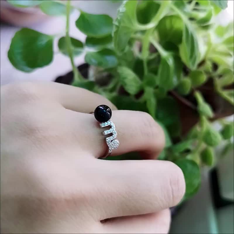 处女座 天秤座 天蝎座 射手座 纯银镶钻星座琉璃香氛戒指 可调式 - 戒指 - 纯银 银色