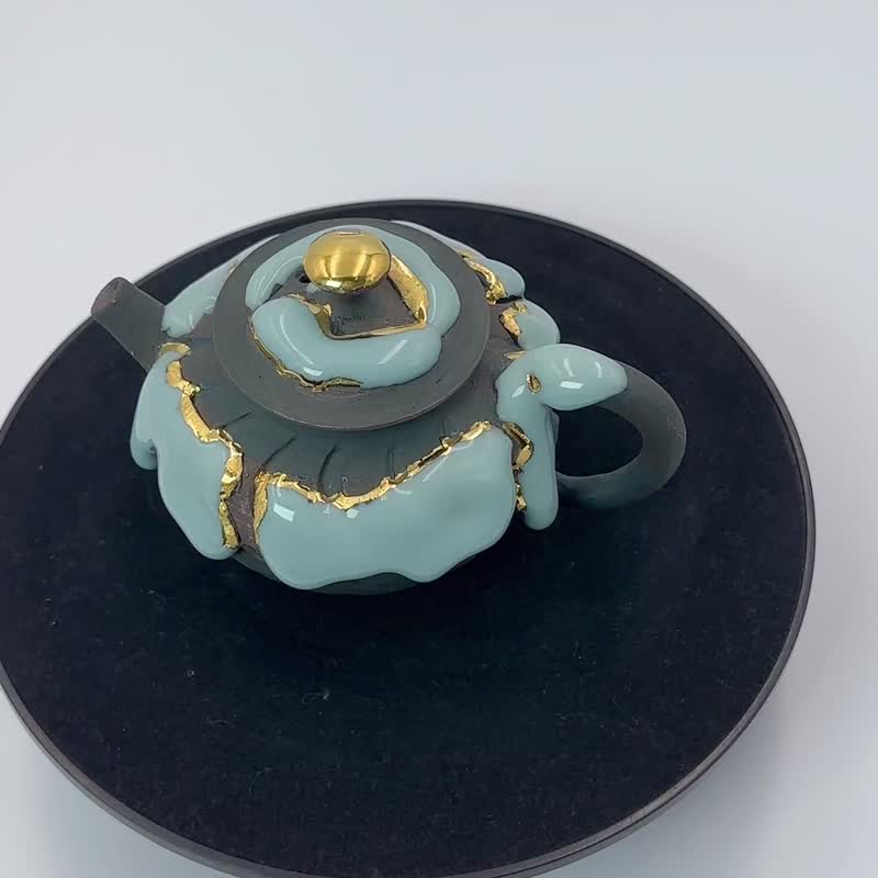 开片系列-青瓷志野鎏金壶-余华宇老师手作-容量约180cc - 茶具/茶杯 - 陶 