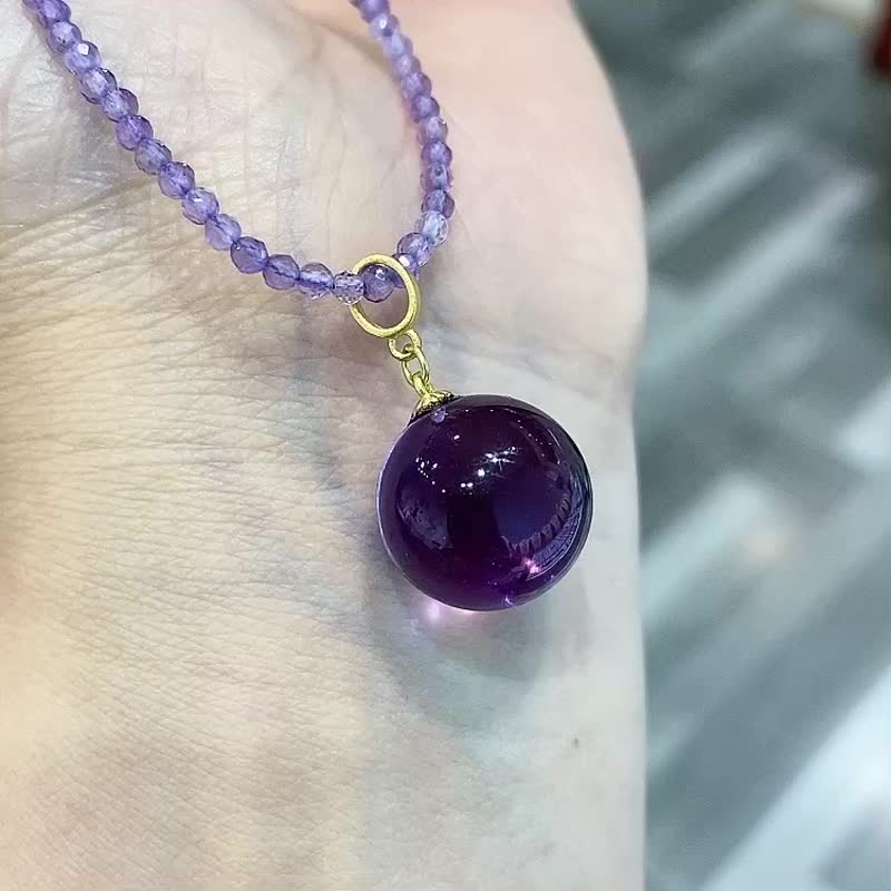 巴西老矿紫水晶转运珠吊坠 晶体干净 颜色非常漂亮 招财转运财 - 吊饰 - 水晶 