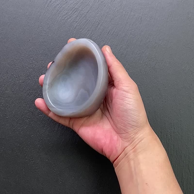 天然冰润玛瑙消磁碗x天然水晶消磁石净化充电消磁套组 开运 避邪 - 摆饰 - 玉石 多色