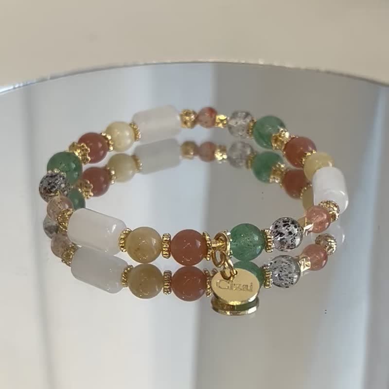 绿草莓晶 黑草莓晶 白水晶 太阳石  天然水晶手链 - 手链/手环 - 水晶 