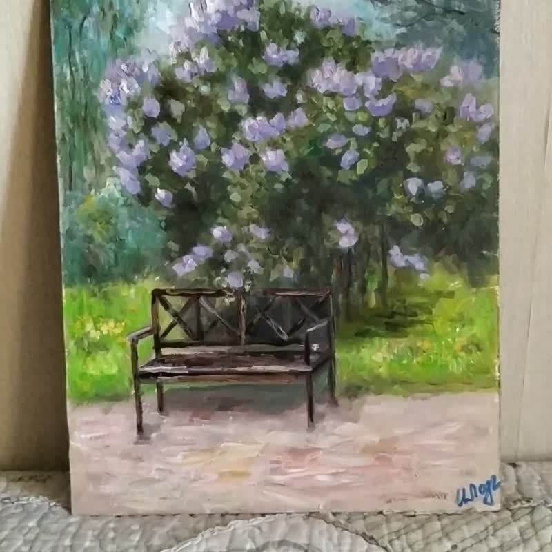 丁香画原创艺术春天风景长凳艺术品国家公园艺术 - 海报/装饰画/版画 - 其他金属 