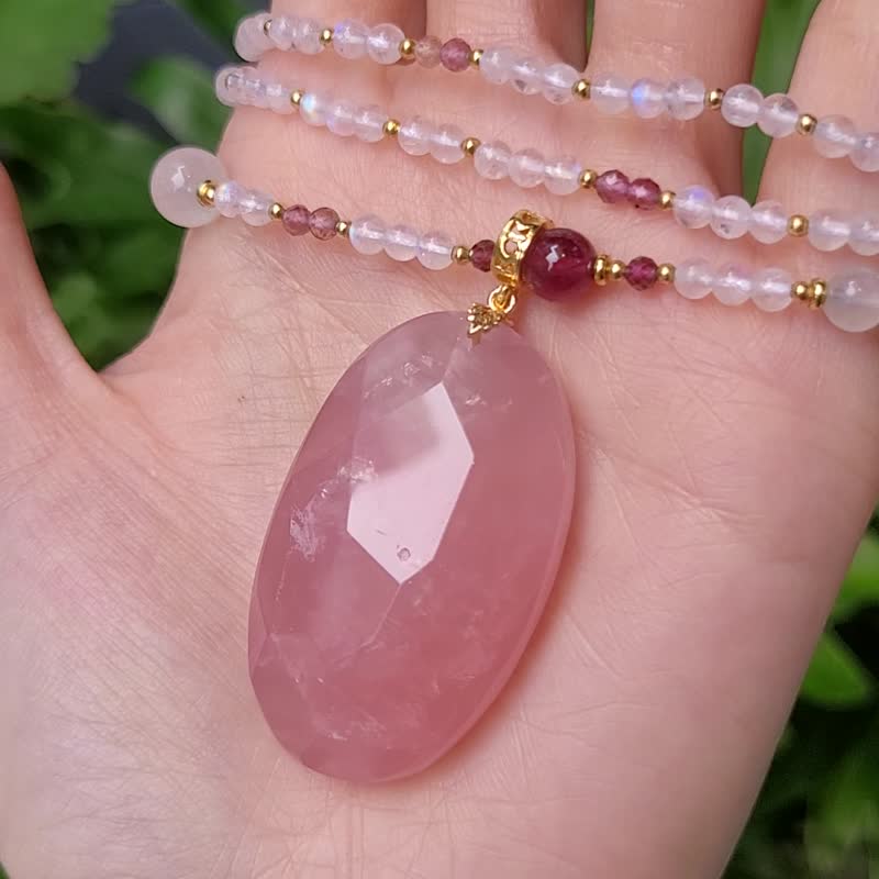 粉晶 蓝月光石 碧玺 事业 智慧 爱情 贵人 人缘 项链 单品 礼物 - 项链 - 宝石 粉红色