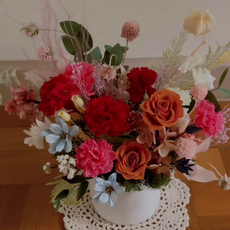 【花诉花艺】康乃馨永生花/开幕花礼/升迁花礼/祝贺花礼 - 干燥花/捧花 - 植物．花 