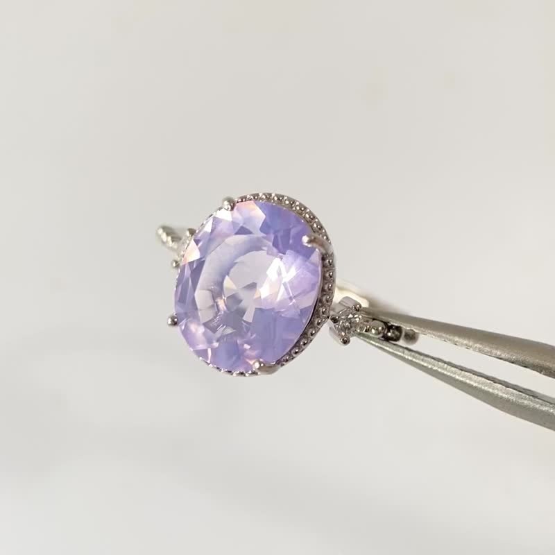 售完欣赏 | 巴西紫玉晶纯银戒指 (仙气温润 透体肉眼无暇 ~4.2ct) - 戒指 - 纯银 