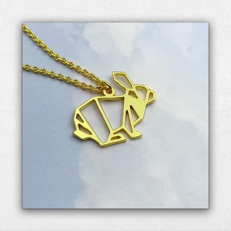 兔子项链折纸动物首饰宠物礼物送给她镀金吊坠 - 项链 - 铜/黄铜 金色