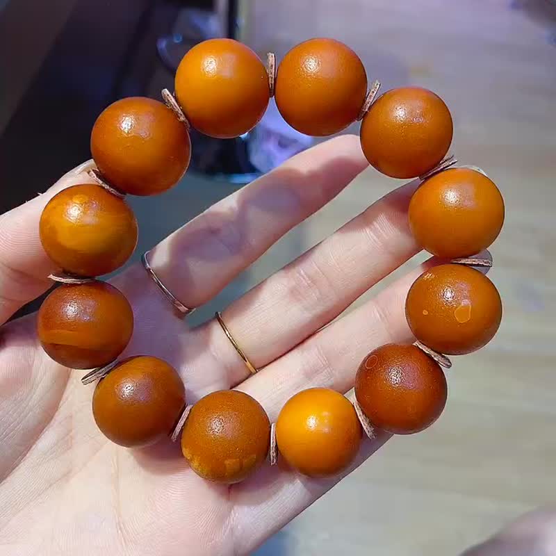 难得一见 19MM大颗粒俄罗斯橘皮纹老蜡 很老很老的老蜜蜡 - 项链 - 水晶 