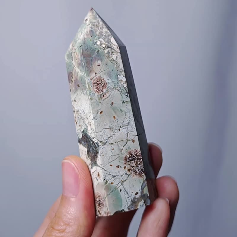 稀有绿樱花玛瑙 一柱擎天 中流砥柱 招财 心轮 晶柱 单品 礼物 - 摆饰 - 宝石 绿色