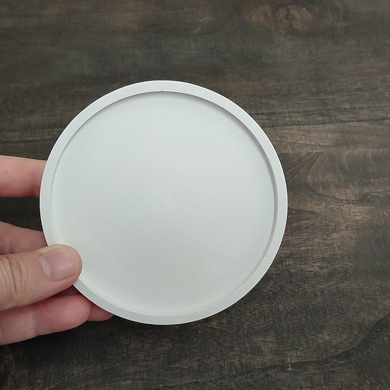 白水泥杯垫│饰品盘│置物皿 - 杯垫 - 水泥 白色