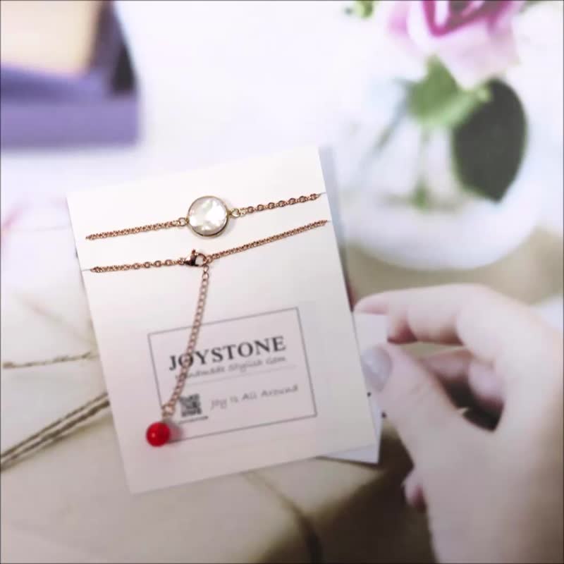 圆珍珠款 香氛颈链 Y字链 锁骨链 手链二圈 天然珍珠母贝x琉璃珠 - 锁骨链 - 珍珠 多色