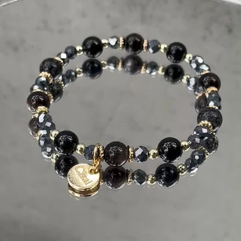 开运避邪防小人 黑发晶 钛赫兹 黑曜石 黑碧玺 天然水晶手链 - 手链/手环 - 水晶 