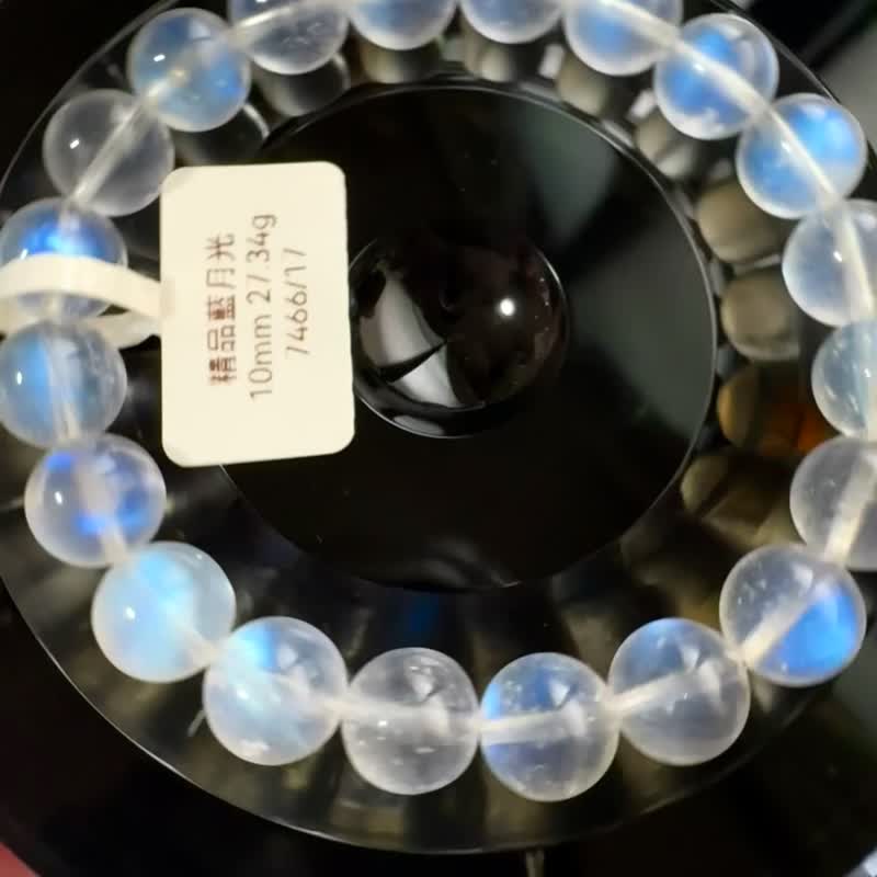 精品天然高彩蓝月光水晶10mm27.34g人缘桃花提升魅力助眠缓解急躁 - 手链/手环 - 水晶 蓝色