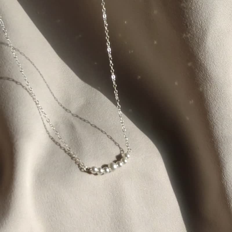 SELENE 微笑珍珠项链 Swarovski 施华洛世奇 SV925/14KGF - 锁骨链 - 珍珠 白色