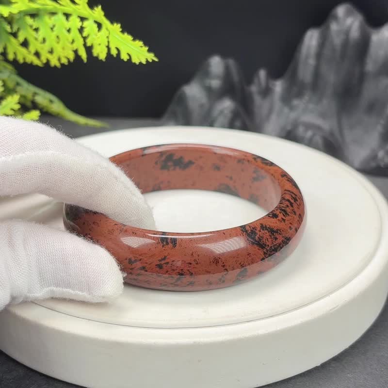 墨西哥金丝红曜石手镯 60MM 飘花 女款 辟邪挡煞 消除净化负能量 - 手链/手环 - 半宝石 红色