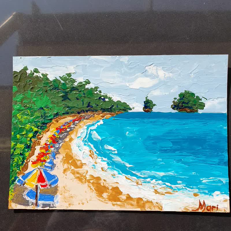 伞画沙滩椅海景原创躺椅航海躺椅 - 海报/装饰画/版画 - 其他材质 多色