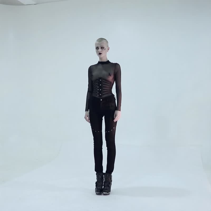 赛博庞克鬼魅钢骨腰封 - 皮革 / 漆皮 - 皮带/腰带 - 其他材质 黑色