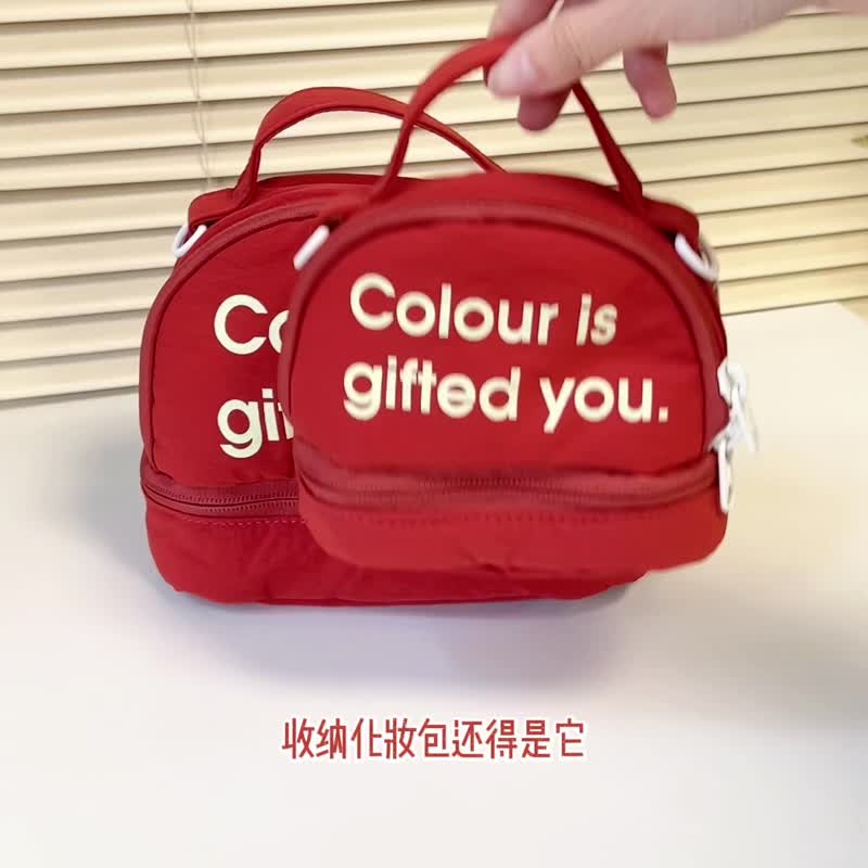 番茄饼干系列 收纳包手提包侧背包化妆包红色可爱手机包  番茄红L - 侧背包/斜挎包 - 尼龙 红色