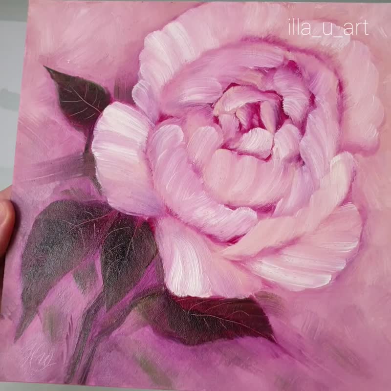 玫瑰画花卉原创艺术粉红花朵艺术品牡丹油画 20x20 - 海报/装饰画/版画 - 其他材质 粉红色