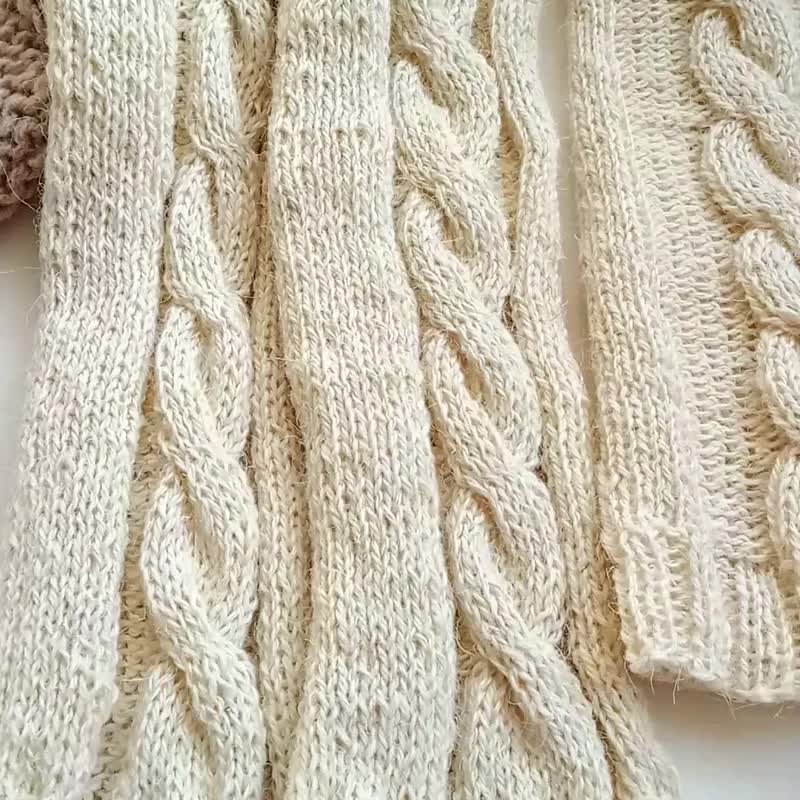 手工编织羊毛护腕 护腿 为静谧居家时光而生的自然温暖 - 袜子 - 羊毛 白色