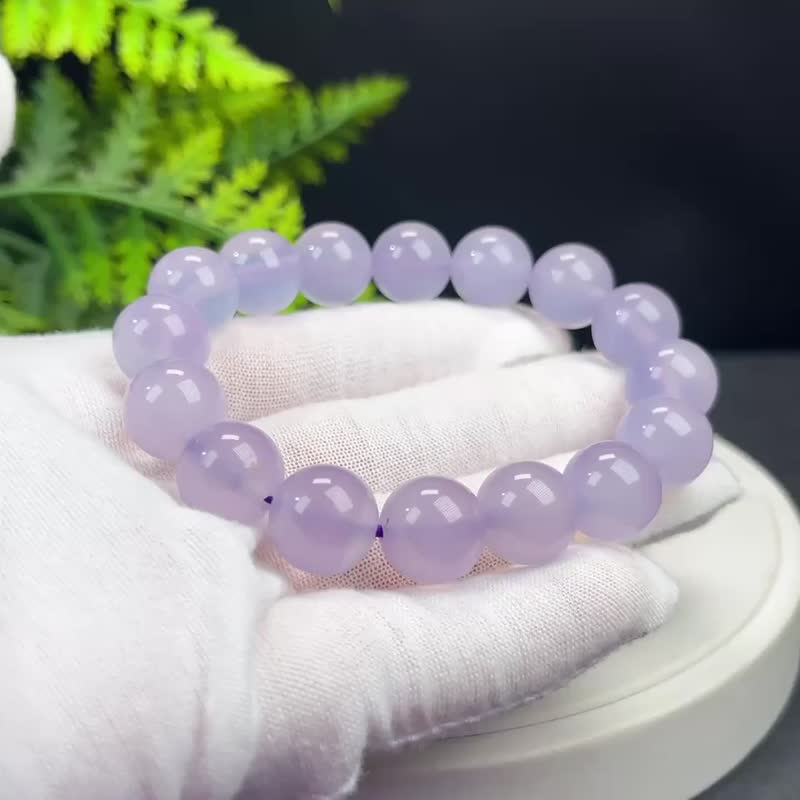 高品质紫色玛瑙手串12.5mm冰透起刚单圈圆珠女祥瑞高雅好运智慧 - 手链/手环 - 半宝石 紫色
