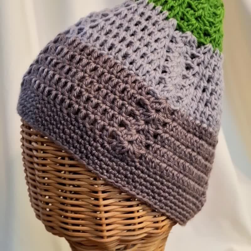 钩织。花花精灵帽 Greenland - 帽子 - 羊毛 绿色