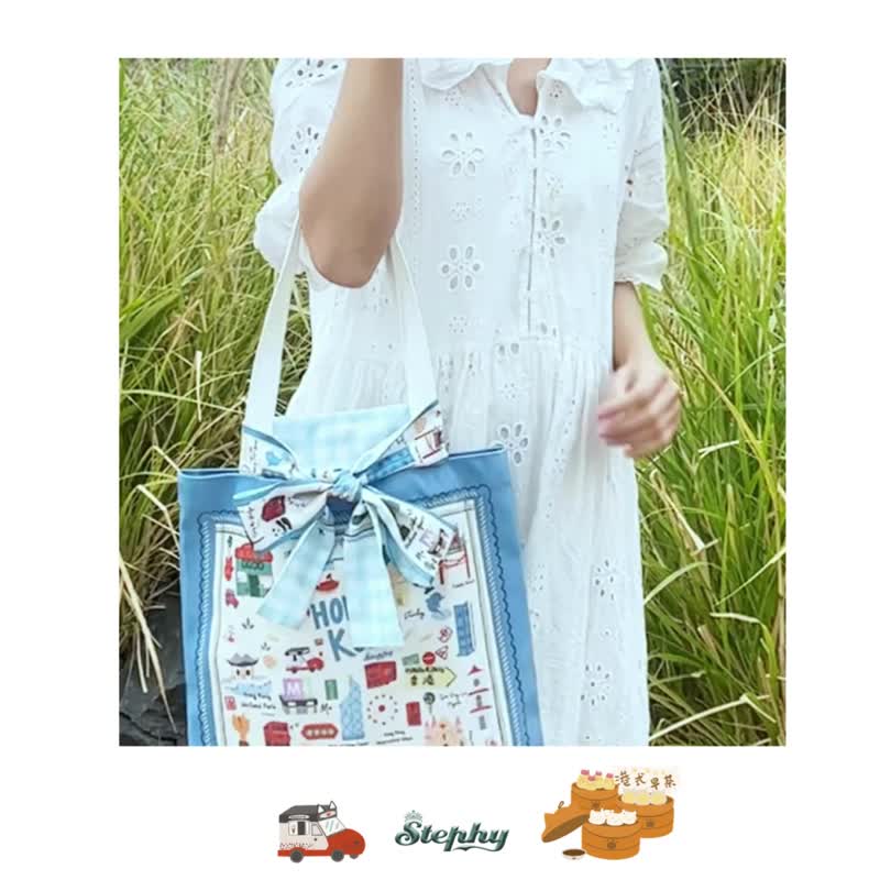 香港印象 绒毛手提袋 |  香港托特包 TOTE BAG - 手提包/手提袋 - 其他人造纤维 