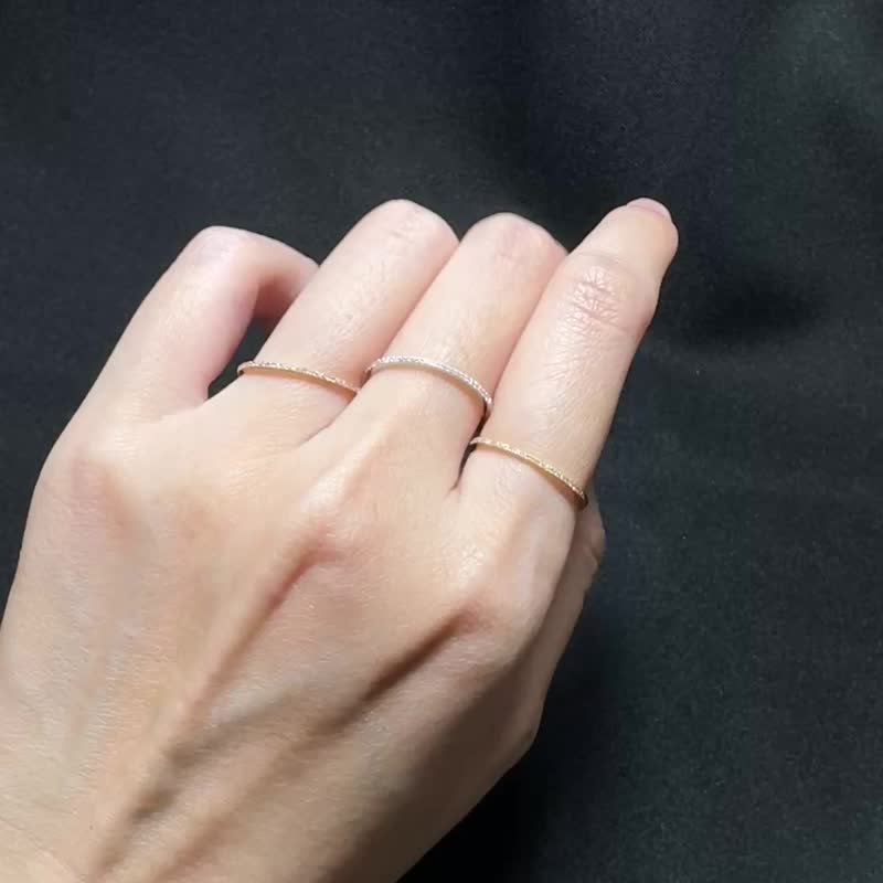 Petite Fine - 钻石线戒 18K 黄金 玫瑰金 白金 母亲节礼盒 - 戒指 - 钻石 多色