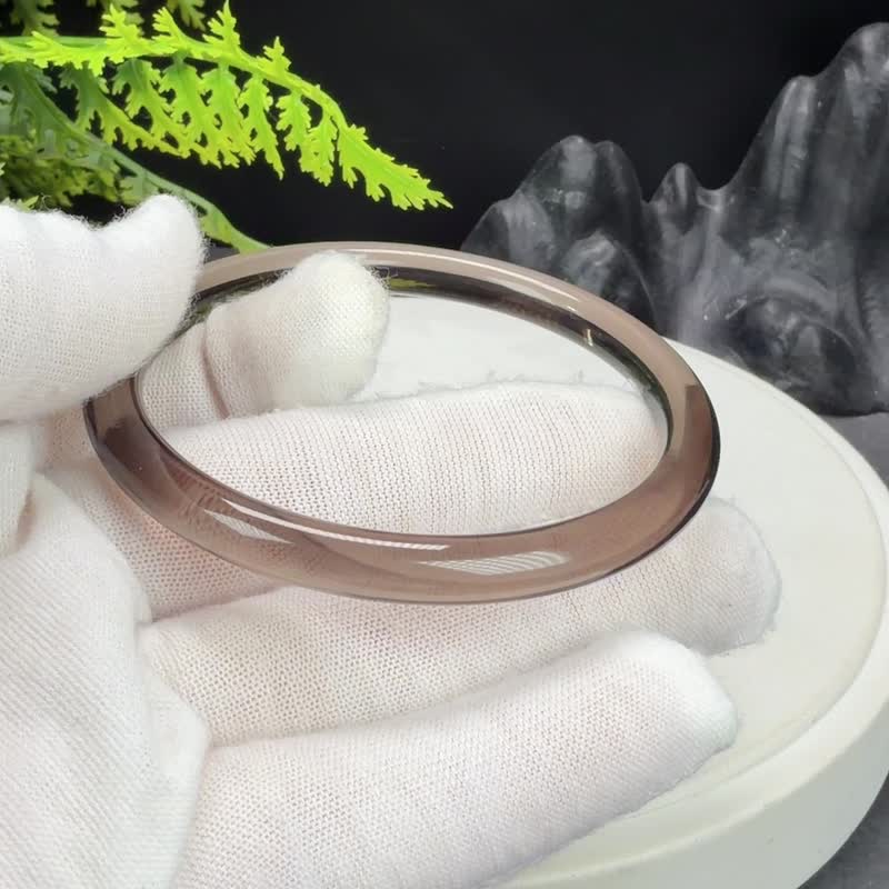 玻璃体茶晶手镯 55MM 冰透仙女条烟晶手环 提升气场 舒缓安抚心灵 - 手链/手环 - 水晶 