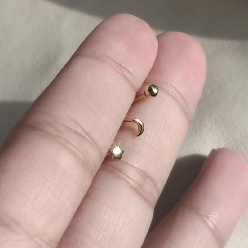 SV925/金 自由配对宇宙组合 星星 月亮 小球 多耳洞耳环组 - 耳环/耳夹 - 纯银 银色