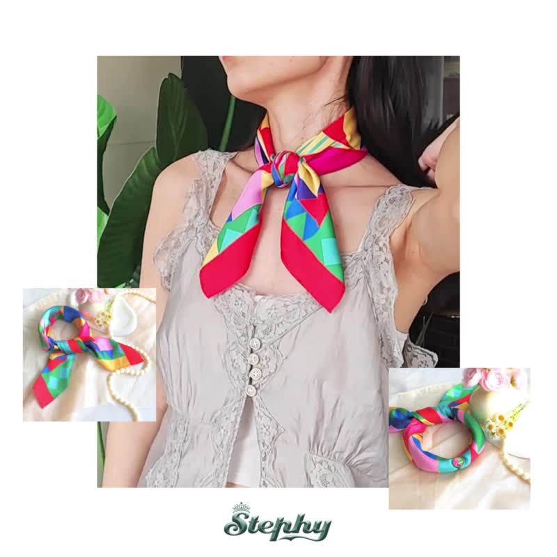 【几何绚影时尚方巾】StephyDesign丝巾+ 丝巾扣 高级礼盒 | 丝巾 - 丝巾 - 聚酯纤维 