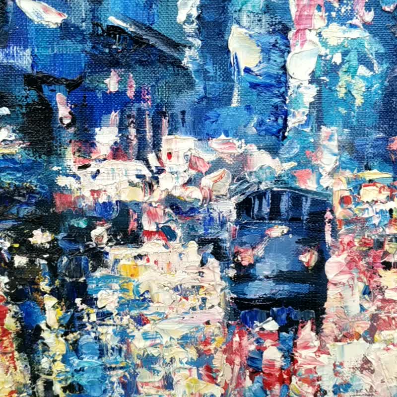 New York Painting Rainy Street Original Art NYC Artwork Umbrella Girl 油畫原作 - 海报/装饰画/版画 - 其他材质 