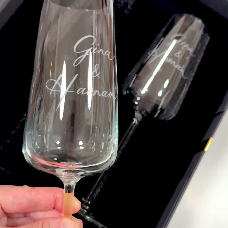 【定制】刻名 水晶 香槟杯 结婚礼物 情侣 生日 定制礼物 - 酒杯/酒器 - 水晶 透明