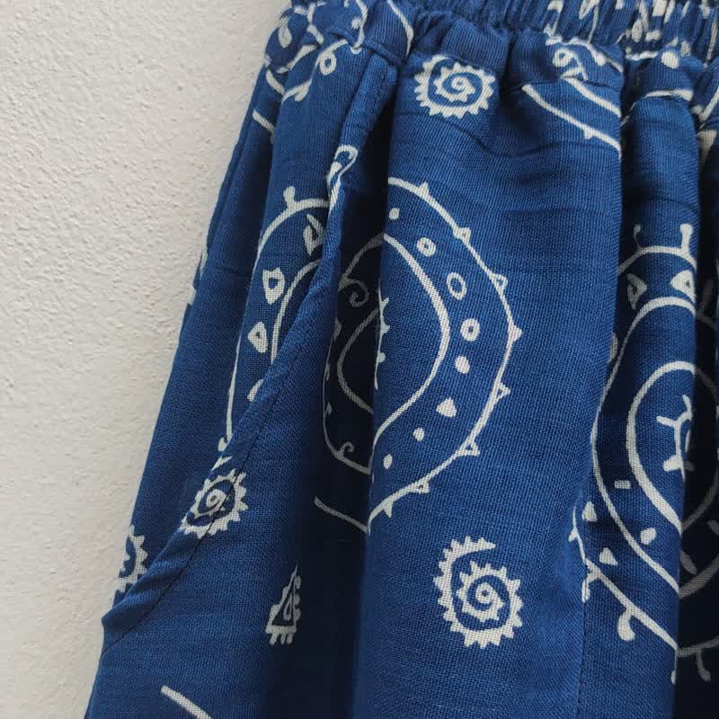 Maru Pants - 快乐圈舒适裤 - 女装长裤 - 棉．麻 蓝色