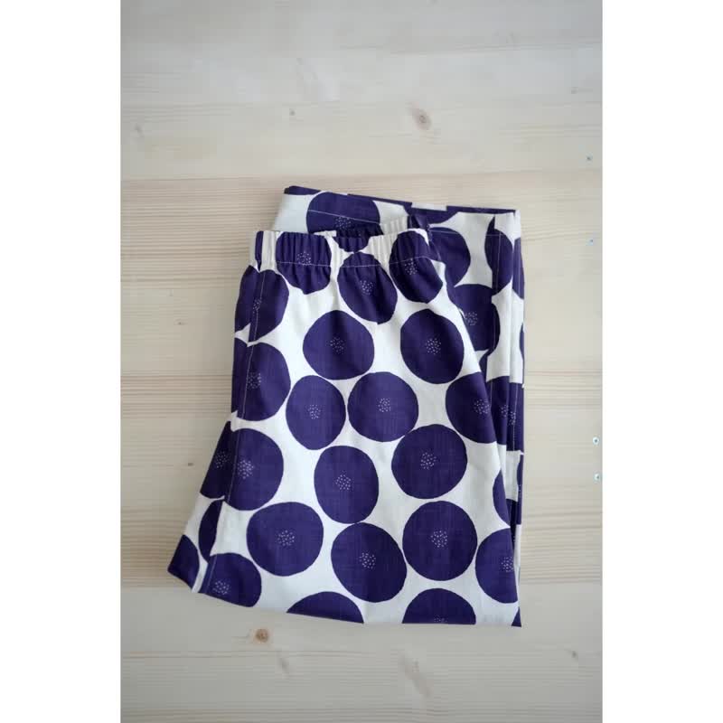 蓝紫色红豆面包宽裤 - 女装长裤 - 棉．麻 紫色